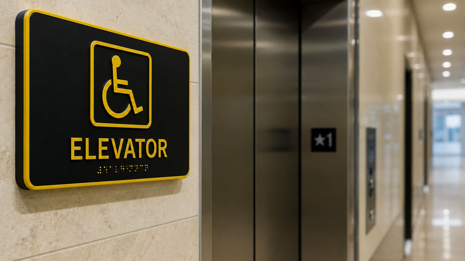 Kamu holünde Latin ve Braille alfabeli yönlendirme levhası — Braille kabartma harita imalatı ailesi